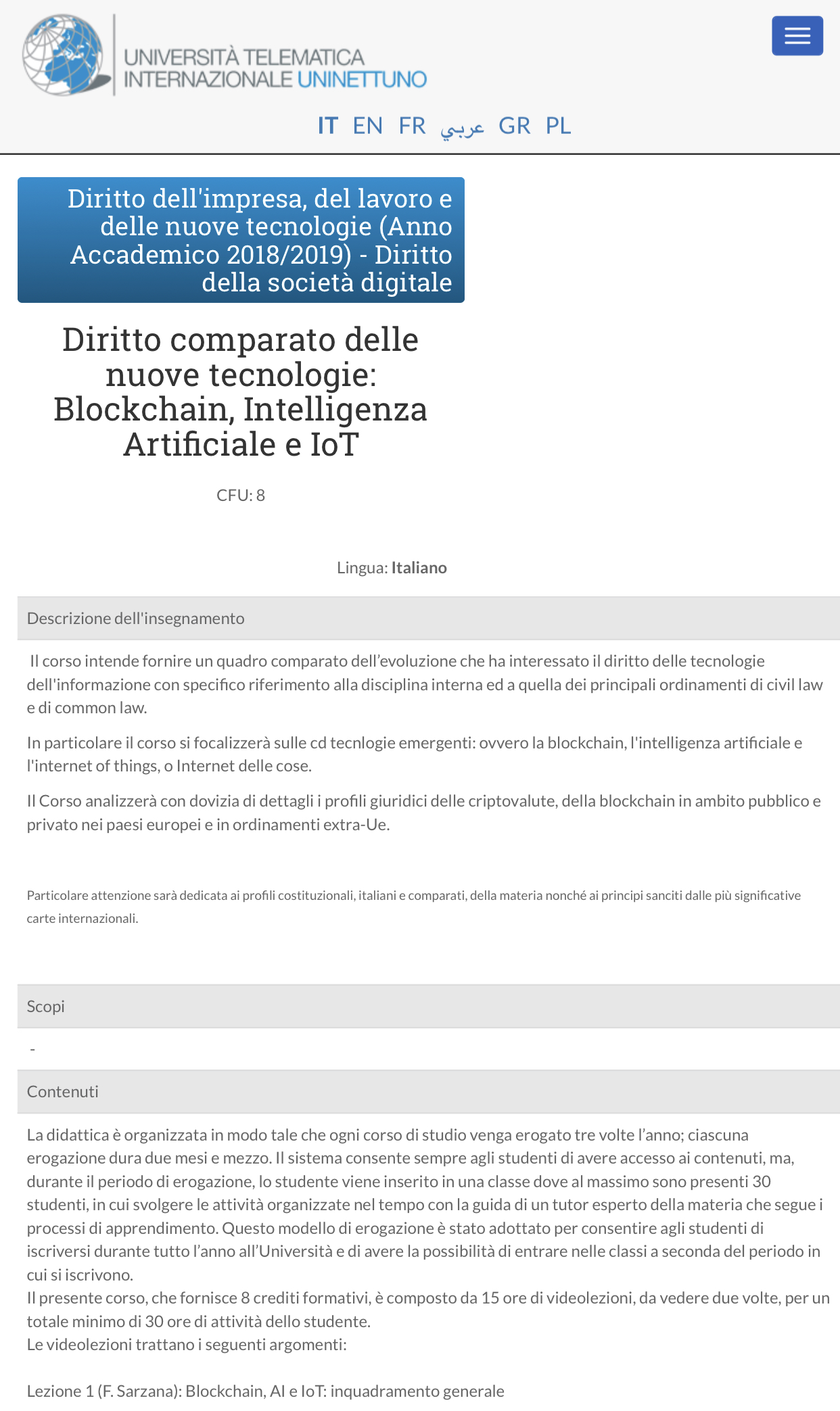 Diritto della blockchain, intelligenza artificiale e IoT su SKY