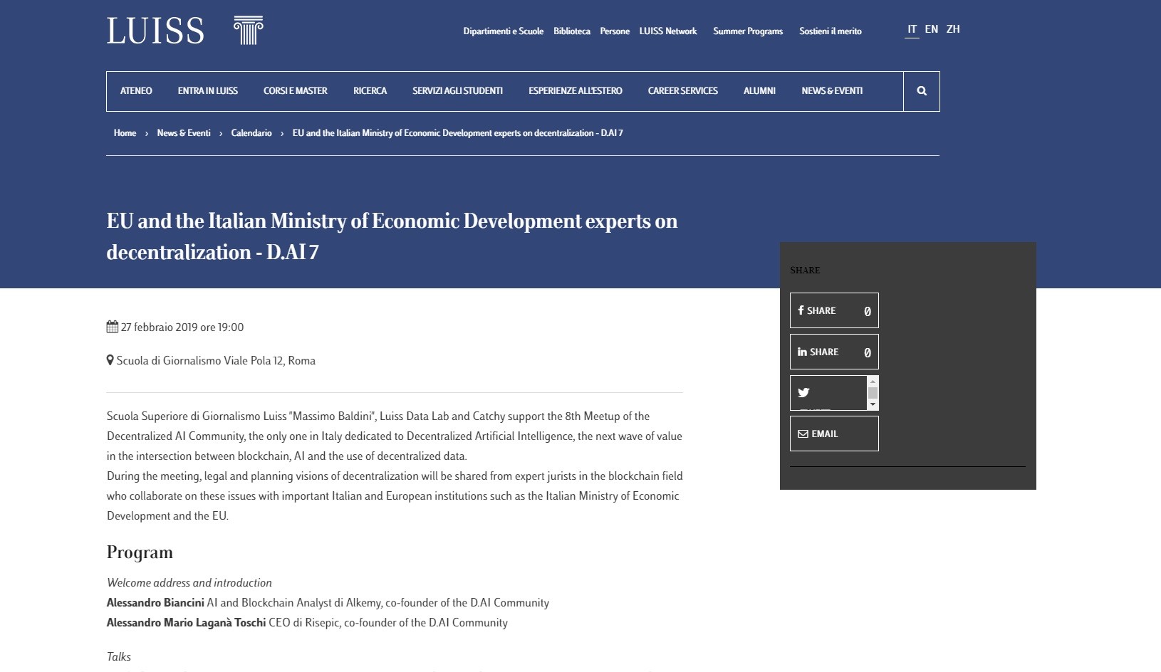 EU and the Italian Ministry of Economic Development experts on decentralization – D.AI 7